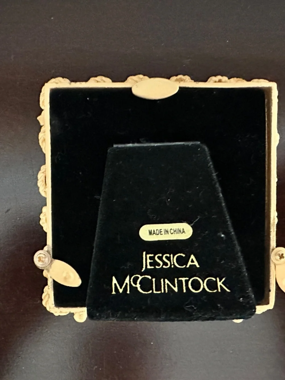 Vintage 3”x 3” Gold Rhinestone Jessica McClintock Ornate Photo Frame New